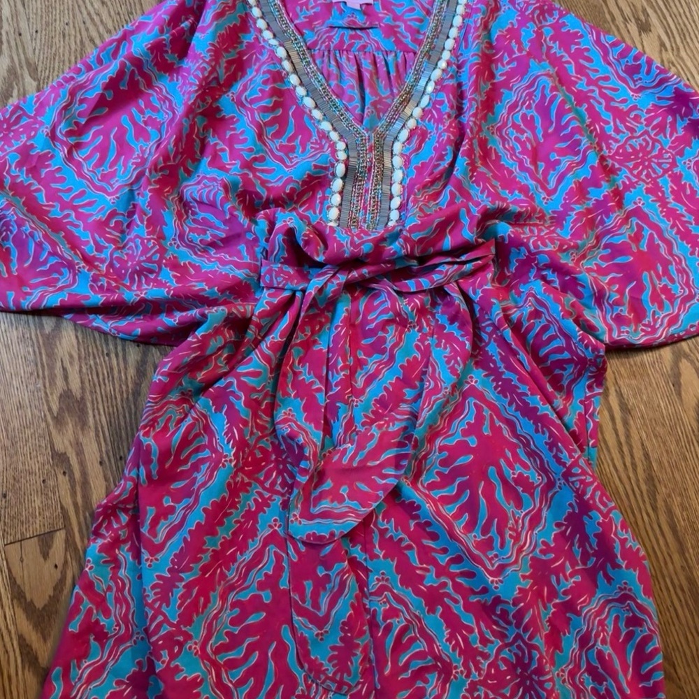 Lilly Pulitzer Pink and Blue Midi Dress